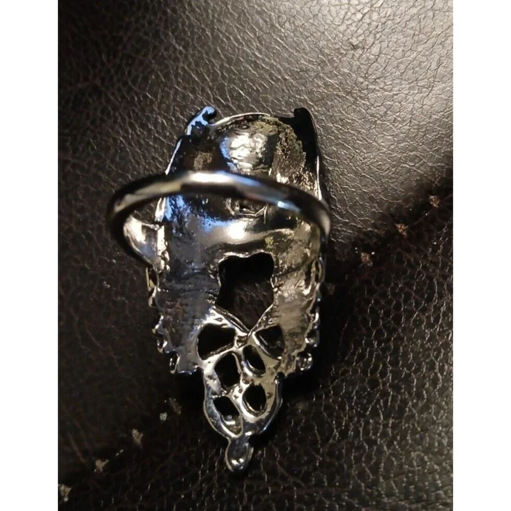 MENS Ring Antique Silver tone Skull Wings Snake Size 11 Rings
